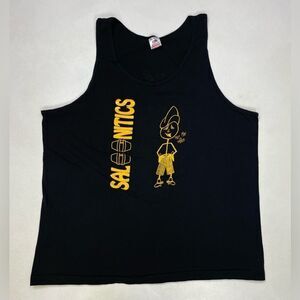 VINTAGE Saloontics We Spike The Yikes Graphic Tank Top Men XL Black USA 90s